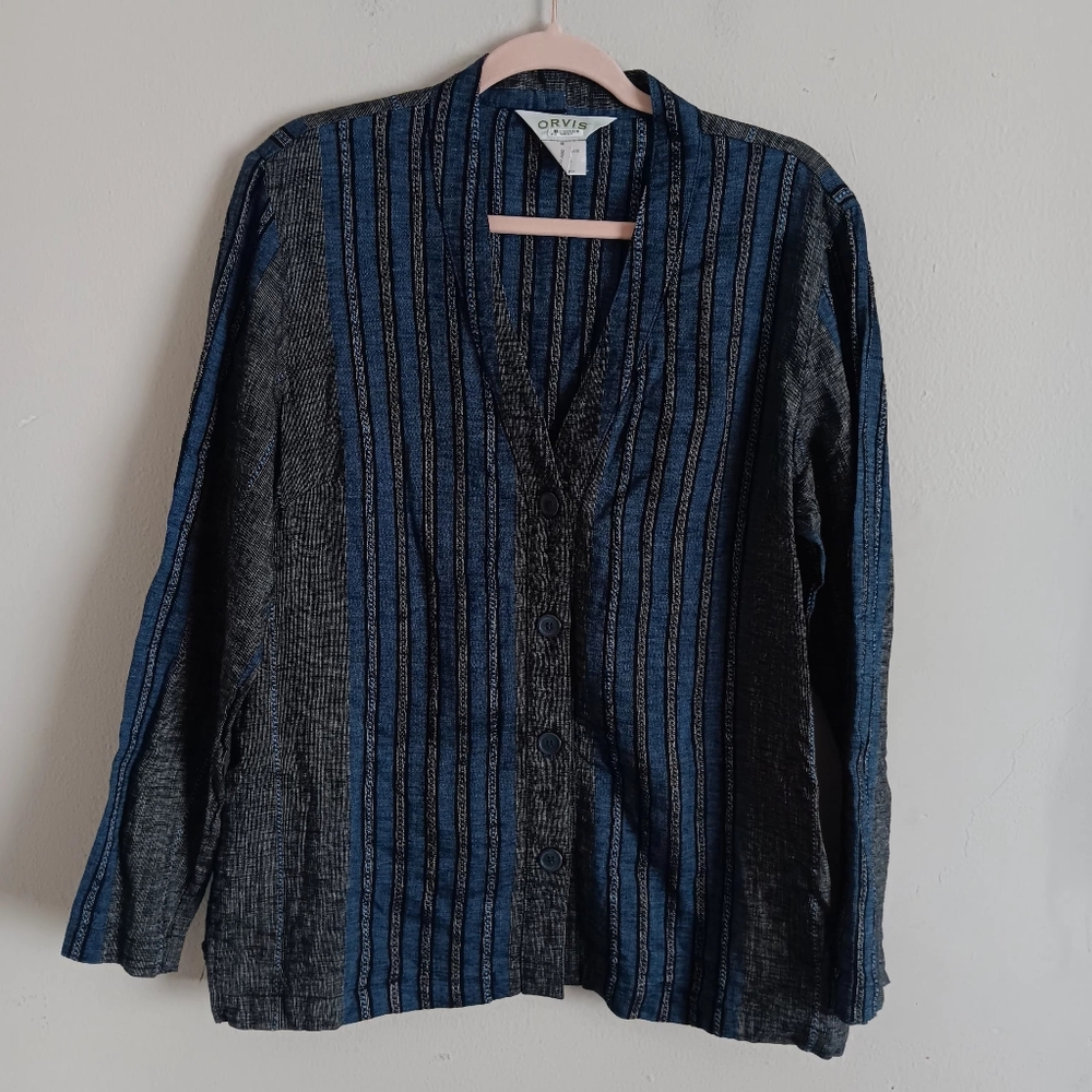 Orvis Striped Linen Blend Tunic Top